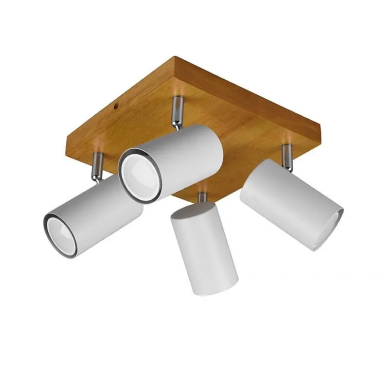 Plafón de focos Marley 4L GU10 madera - Trio Blanco A Buen Precio