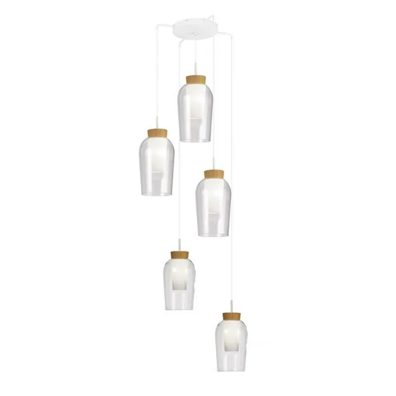 Lámpara colgante Nora 5L E27 Ø63cm cristal - Mantra Blanco Rebajas