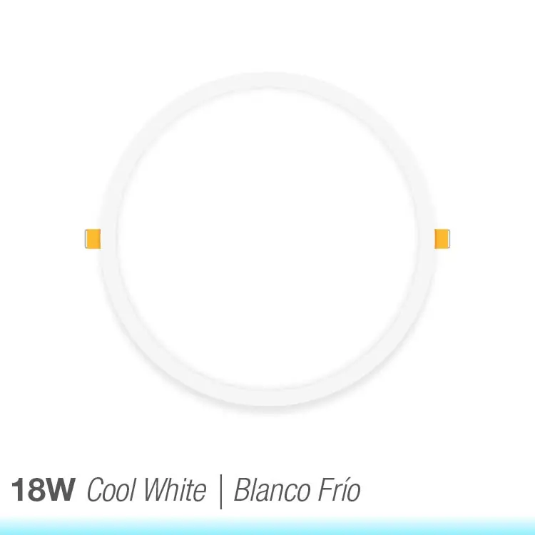 Panel LED redondo blanco de 22cm, 18W 1500lm Frío, de empotrar Directo De Fábrica