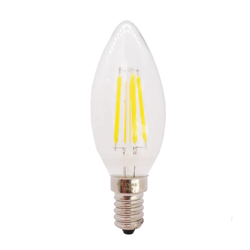 Última Versión Bombilla E14 C37 vela filamento 5W blanco cálido
