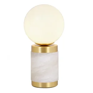 Lámpara de mesa Stones Glass - Pedret Lighting - Diseño elegante de alabastro, pantalla esférica Oferta Especial