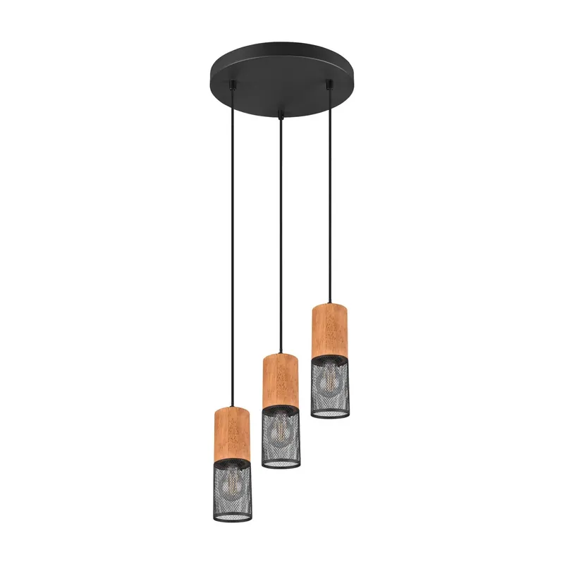 LÁMPARA 3 LUCES METAL NEGRO E27 MILLER Precio De Fábrica
