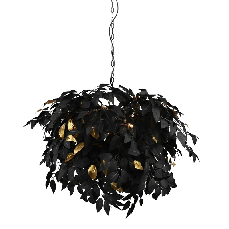 LÁMPARA DE TECHO 4 LUCES Ø 70CM HOJAS NEGRAS Oferta Limitada