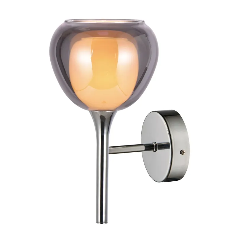 APLIQUE DE PARED 1 LUZ CRISTAL EXTERIOR FUMÉ INTERIOR BLANCO NOLINA Oferta