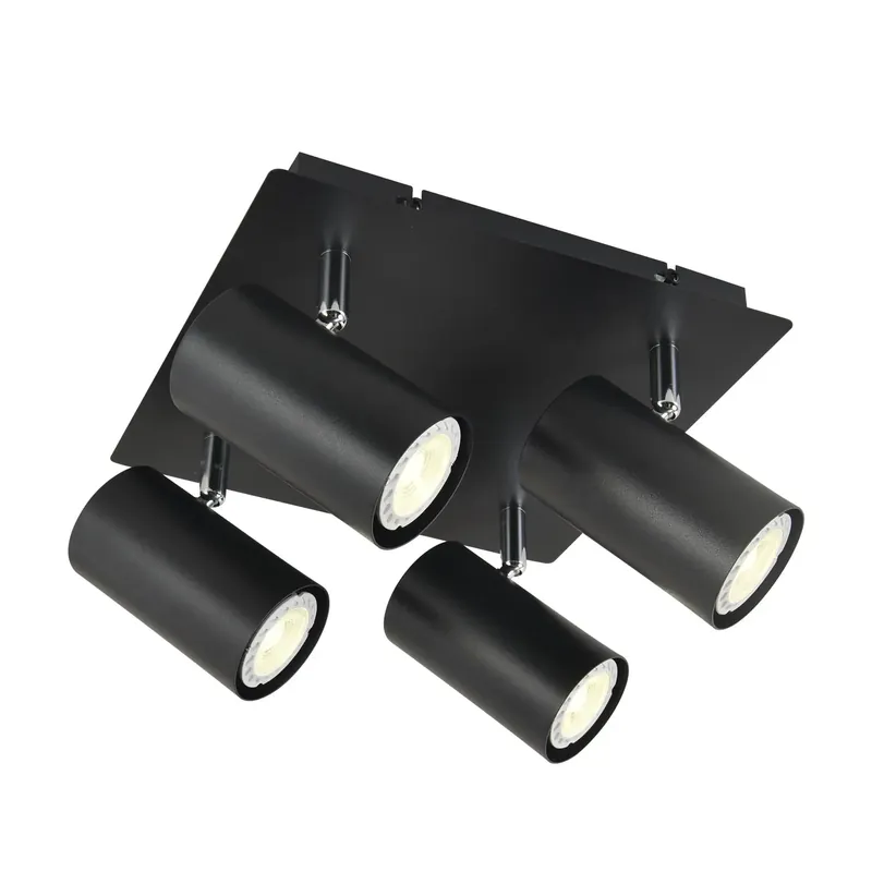 PLAFÓN 4 LUCES NEGRO GU10 ADARA Mejor Precio
