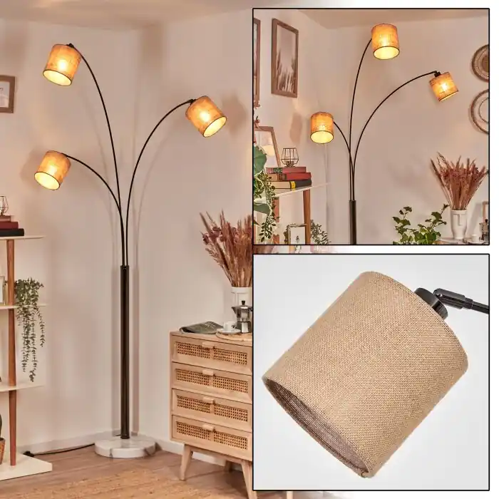 Venta Final Soungou Lámpara de pie Cromo, Negro, Blanca, 3 luces