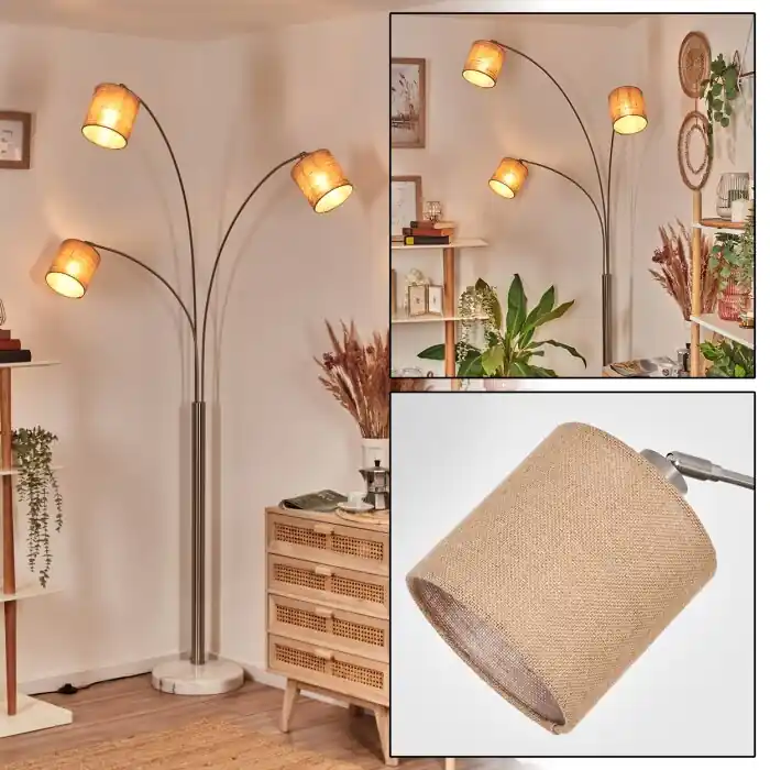 Rebajas Soungou Lámpara de pie Níquel-mate, Negro, Blanca, 3 luces