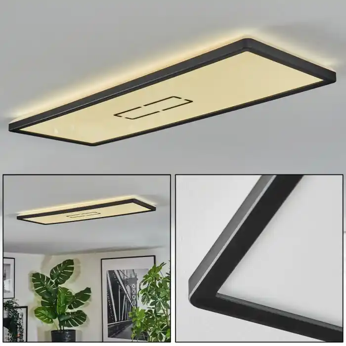 Simonstorp Plafones, Panel LED Negro, Blanca, 1 luz Directo De Fábrica