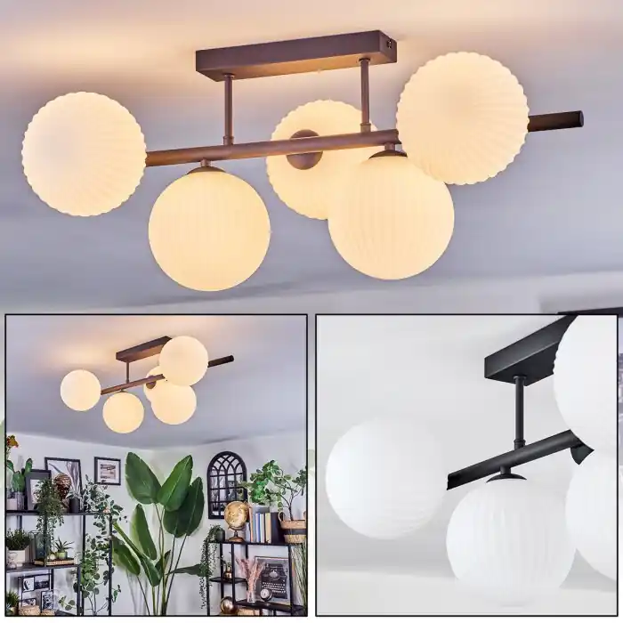 Garantía De Devolución De Dinero Chehalis Plafones, Luminarias esféricas Negro, 5 luces
