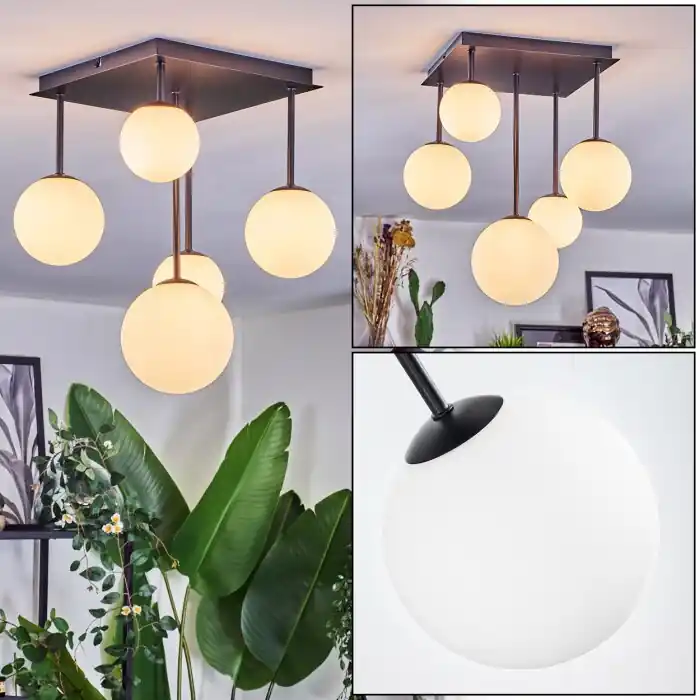 Chehalis Plafones, Luminarias esféricas Blanca, 5 luces Certificado