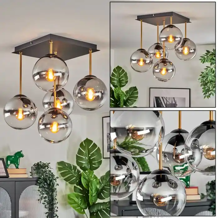 Gastor Plafones, Luminarias esféricas dorado, Negro, 5 luces Venta Final