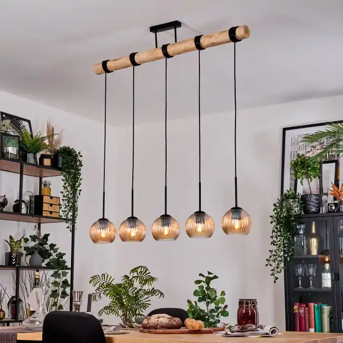 Descuento Koyoto Lámparas suspendidas, Luminarias esféricas, Lámparas colgantes Crudo, Negro, 5 luces