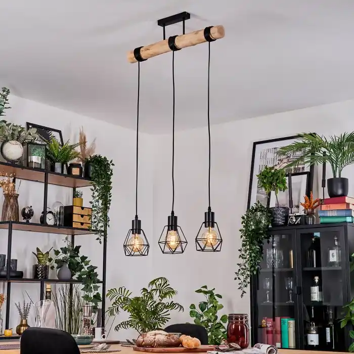 Yaak Lámparas suspendidas, Lámparas colgantes Crudo, Negro, 3 luces Súper Precio
