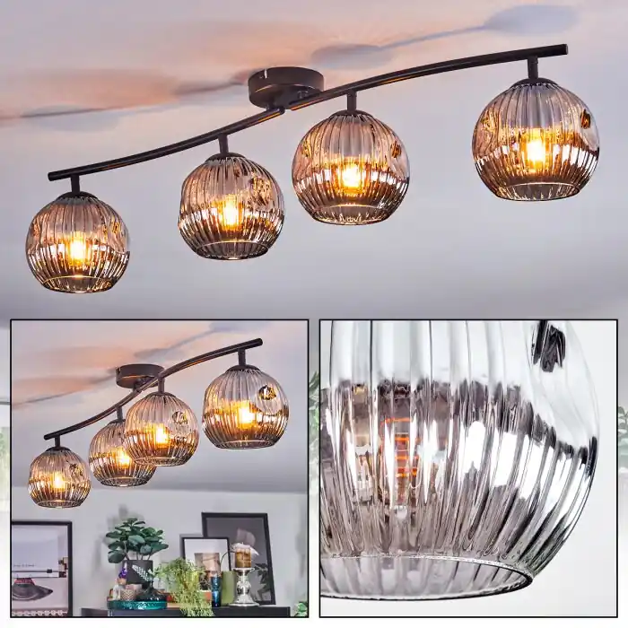 Oferta Limitada Ripoll Plafones, Luminarias esféricas Ahumado, 4 luces