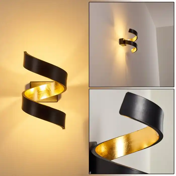 Rezat Aplique LED Negro-dorado, 1 luz Certificado