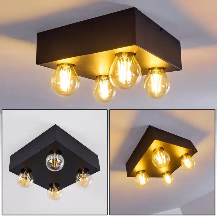 Envío Exprés Fria Lámpara de Techo Negro, 4 luces