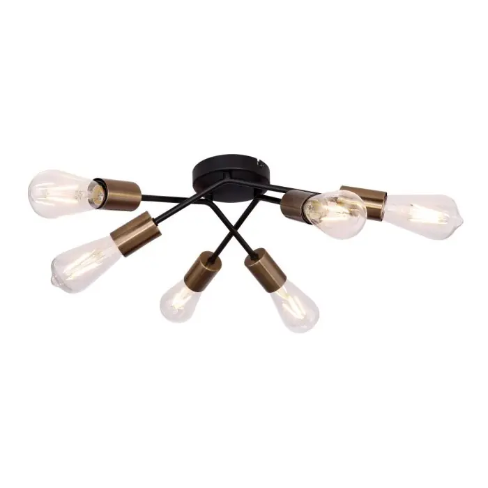 Alta Calidad Lámpara de Techo Globo SARINI Negro, 6 luces