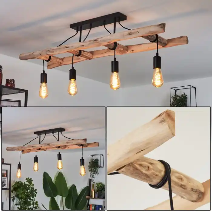 Compra Ahora Yaak Lámpara de Techo Marrón, Negro, 4 luces