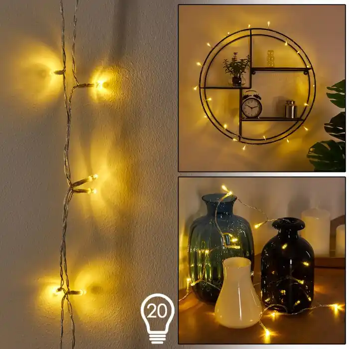 Económico Sondrio Tira de luces LED Blanca, 20 luces