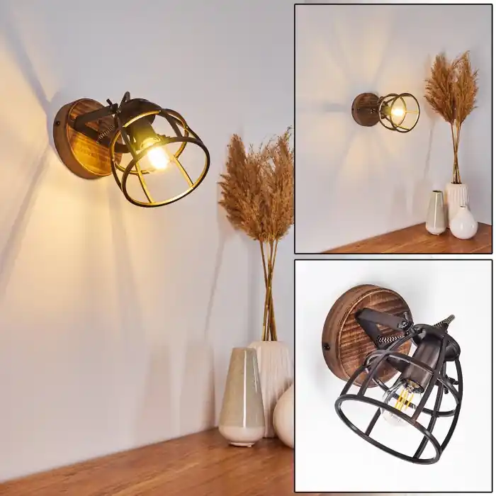 Haervej Aplique Madera oscura, Negro, 1 luz Ordenar Ahora Mismo