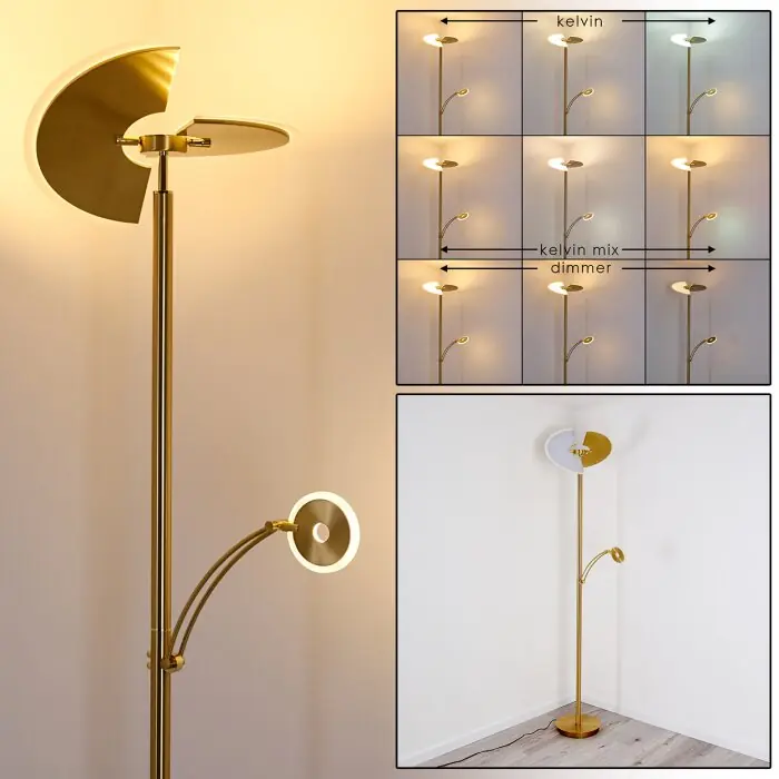 Cazis Lámpara de Pie LED Latón, 1 luz Marca Reconocida