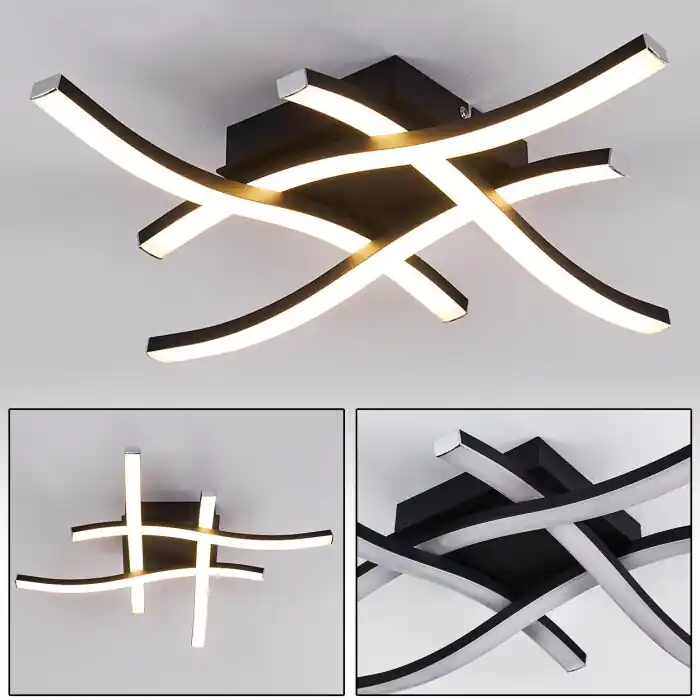 Liquidación Letala Lámpara de Techo LED Negro, 4 luces