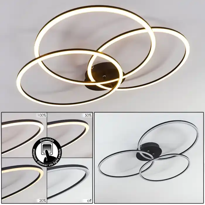 Johsa Lámpara de Techo LED Negro, 3 luces Mejor Precio