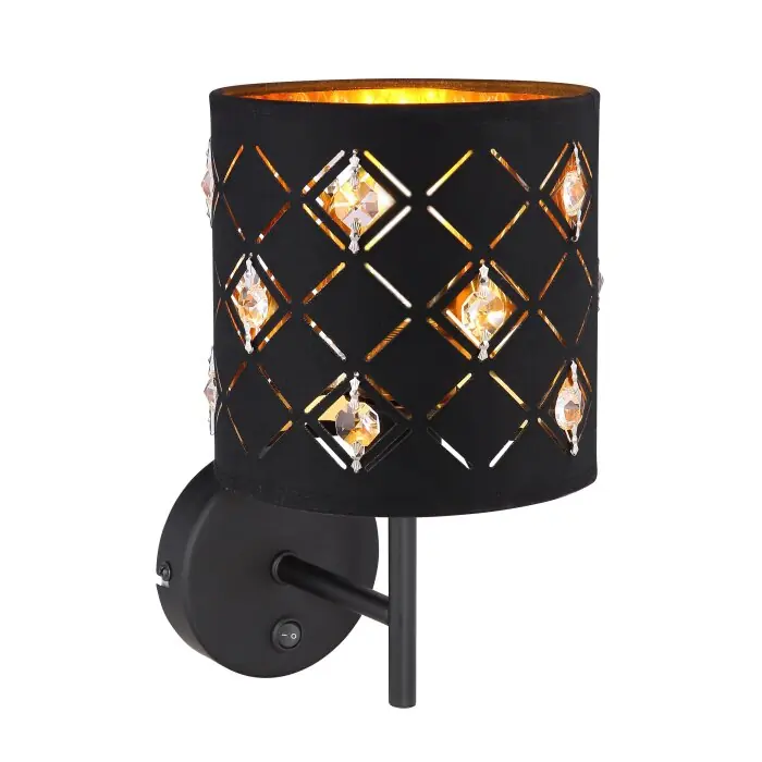 Alta Calidad Globo ABBEY Aplique Negro, 1 luz