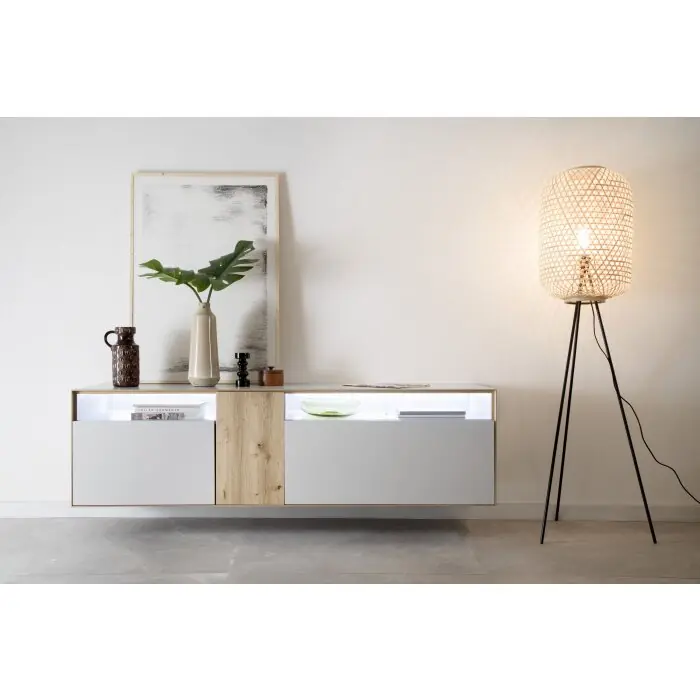 SCHÖNER WOHNEN-Kollektion CALLA Lámpara de Pie Negro, 1 luz Oferta Especial