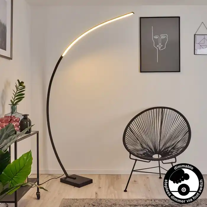 Certificado Tobillos Lámpara de Pie LED Negro, 1 luz