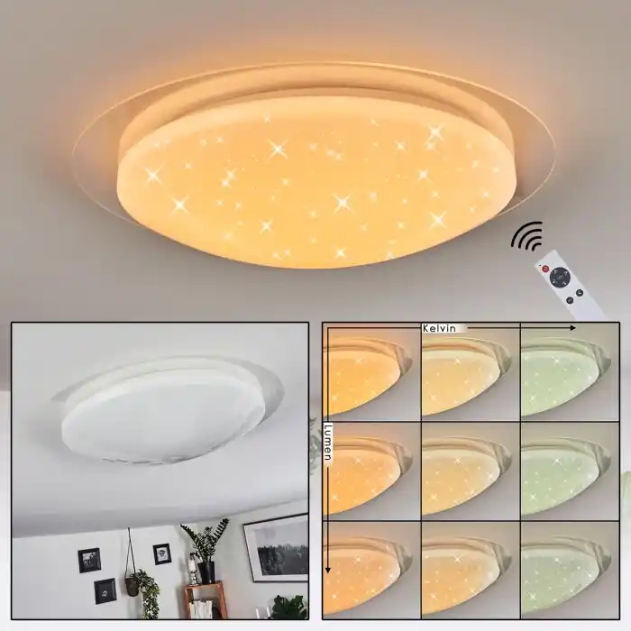 Solo Hoy Rosenga Lámpara de Techo LED Blanca, 1 luz, Mando a distancia
