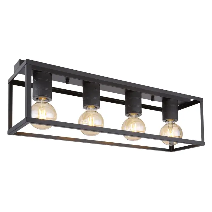 Oferta De Temporada Globo HAGAR Lámpara de Techo Negro, 4 luces