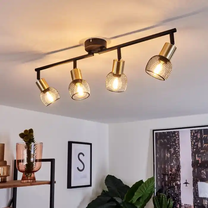 Cairns Lámpara de Techo Latón antiguo, Negro, 4 luces Favorito De Clientes