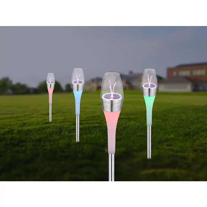 Globo Lámpara solar LED Color acero inoxidable, 2 luces, Cambia de color Oferta