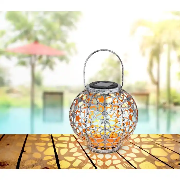 Más Vendido Globo Lámpara solar LED Plata, 1 luz