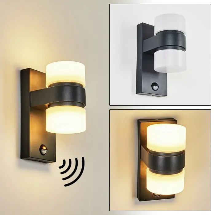 Oferta Tiarp Aplique para exterior LED Negro, 2 luces, Sensor de movimiento