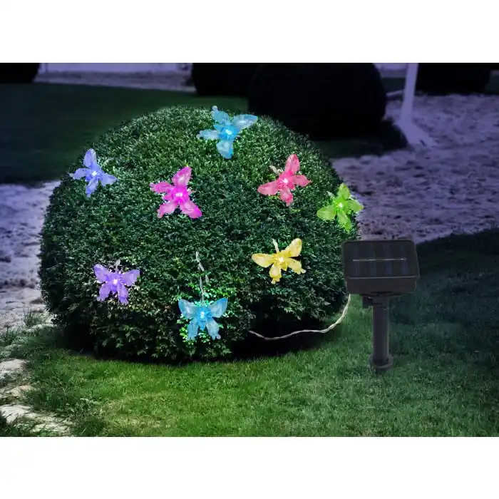 Globo Lámpara solar LED Negro, 10 luces, Cambia de color Devolución Gratuita