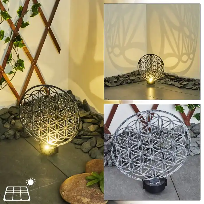 Rebajas Kupa Lámpara solare LED Negro, Plata, 2 luces