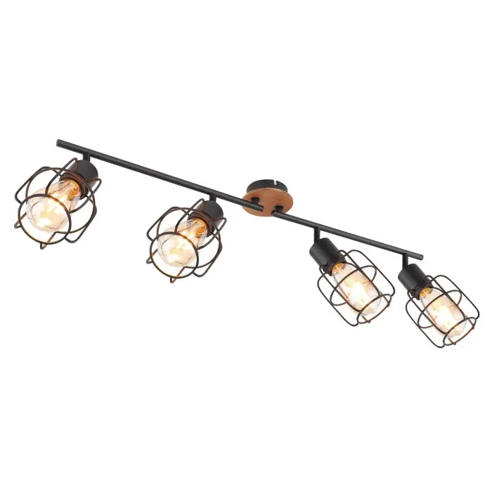 Imprescindible (Must-Have) Globo WILLA Lámpara de Techo Madera oscura, Negro, 4 luces