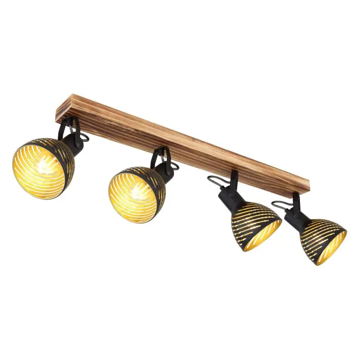 Oferta Limitada Globo LENNA Lámpara de Techo Madera oscura, Negro, 4 luces