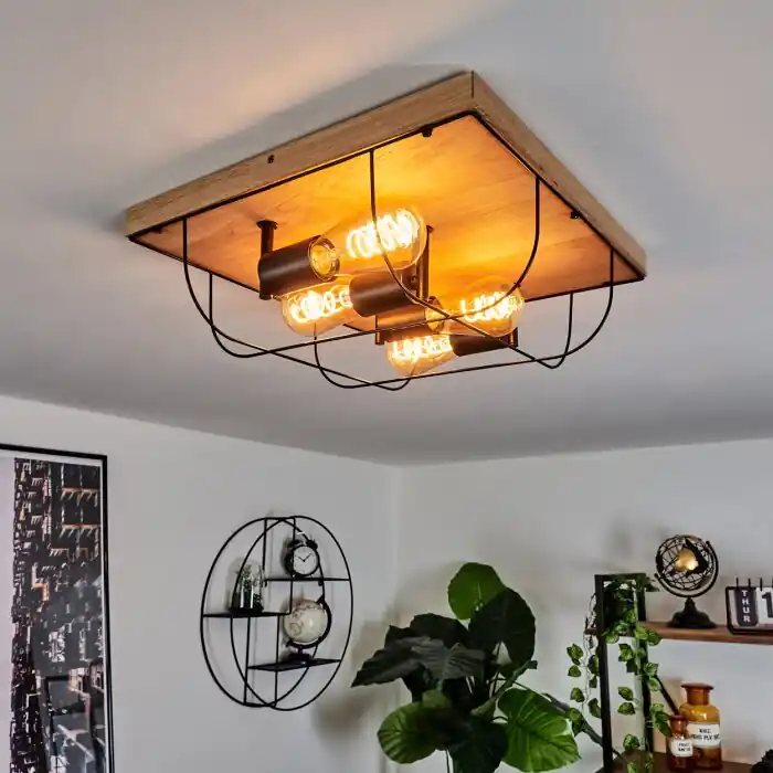 Comprar En Línea Hodne Lámpara de Techo Crudo, Negro, 4 luces