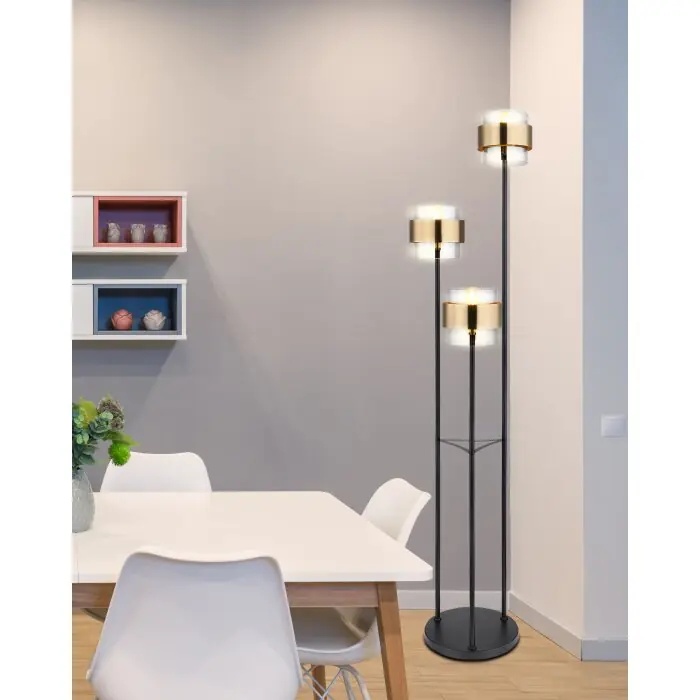 Globo MILLEY Lámpara de Pie Negro, 3 luces Precio De Oferta