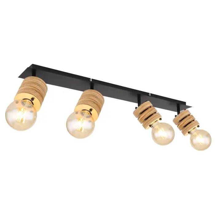 Novedad Globo ANGELINE Lámpara de Techo Negro, 4 luces