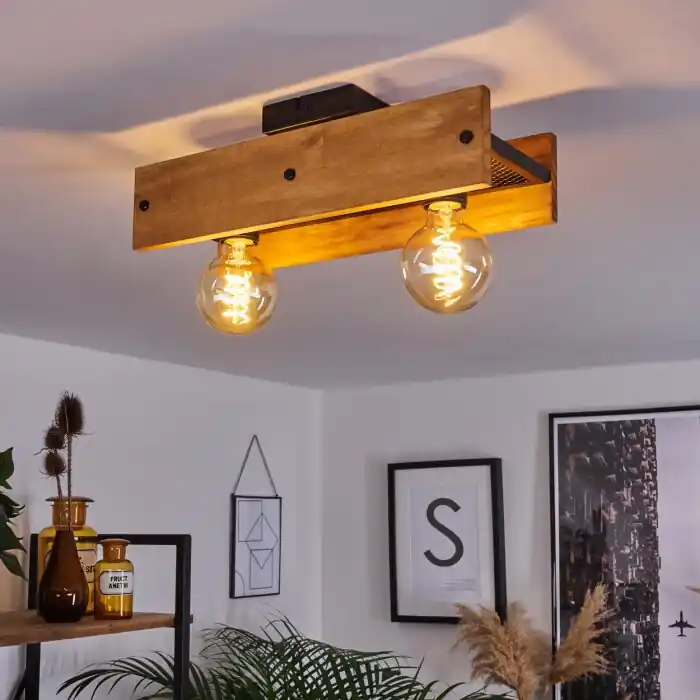Compra Ahora Maahui Lámpara de Techo Crudo, Negro, 2 luces