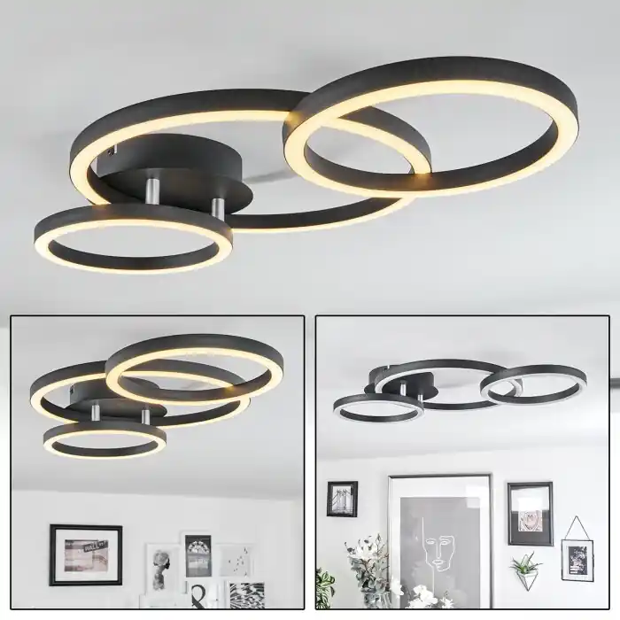 Sorte Lámpara de Techo LED Cromo, Negro, 1 luz Oferta Flash