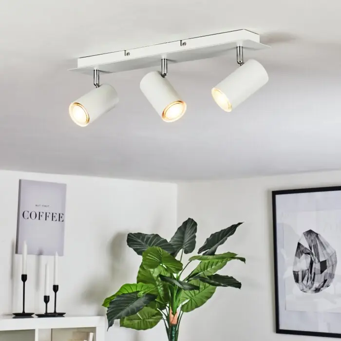 Zuoz Lámpara de Techo Cromo, Blanca, 3 luces Envío Exprés