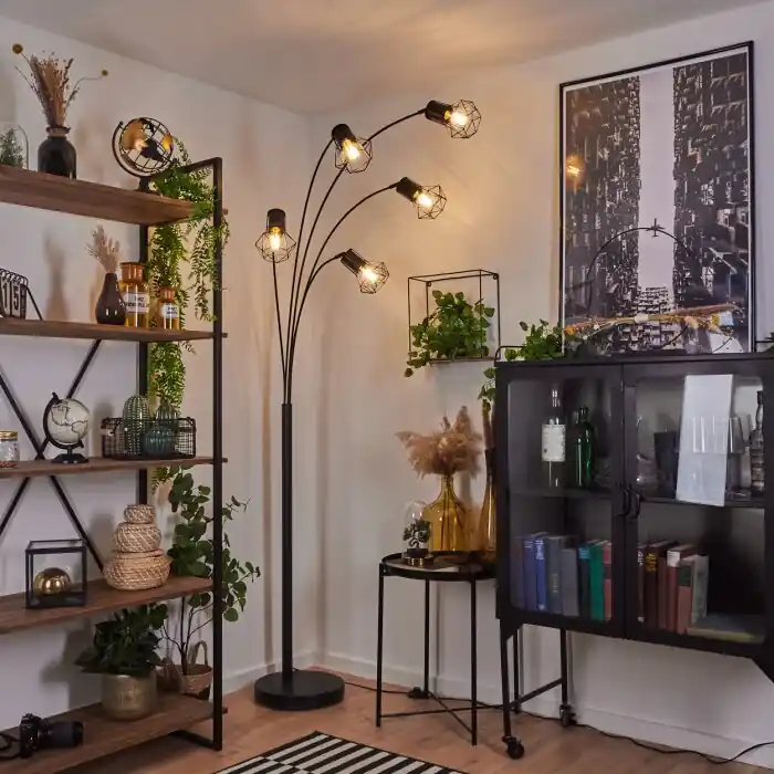 Precio Rebajado Bardhaman Lámpara de Pie Negro, 5 luces