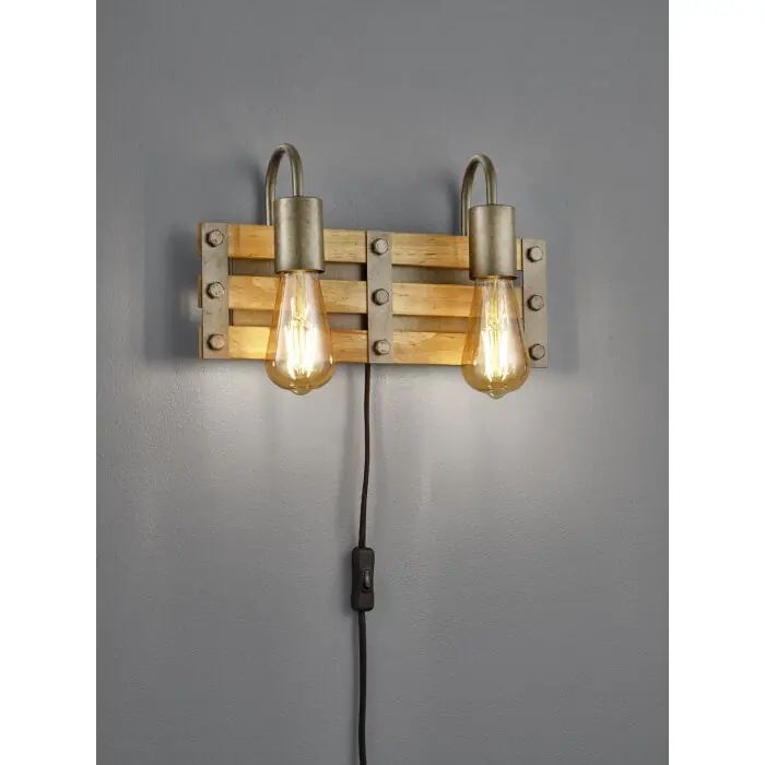 Favorito De Clientes Mallard Aplique Madera clara, Plata, 2 luces