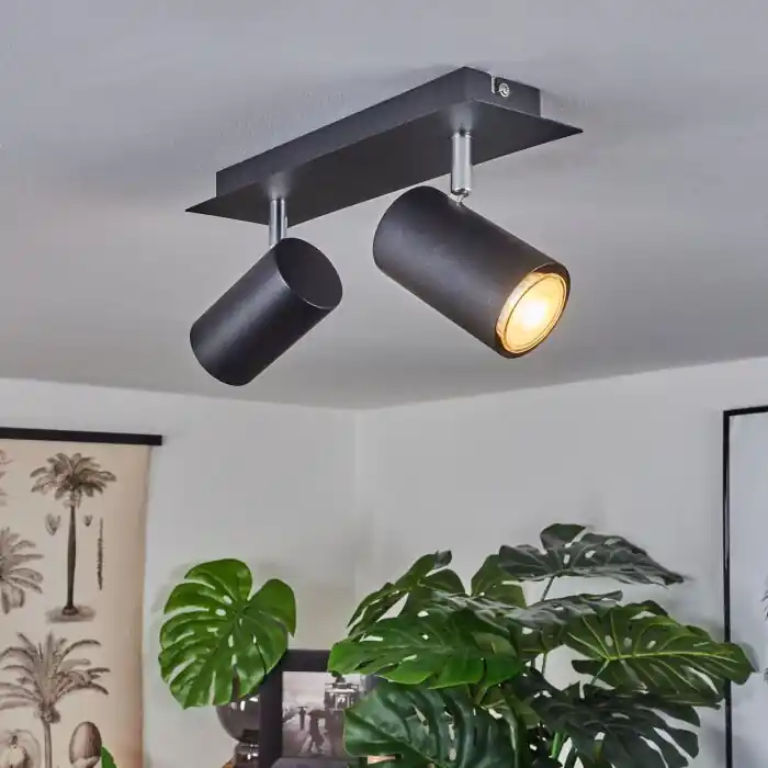 Zuoz Lámpara de Techo Cromo, Negro, 2 luces Gran Oferta