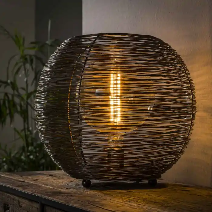 A Buen Precio Leeville Lámpara de mesa Níquel-mate, Negro, 1 luz
